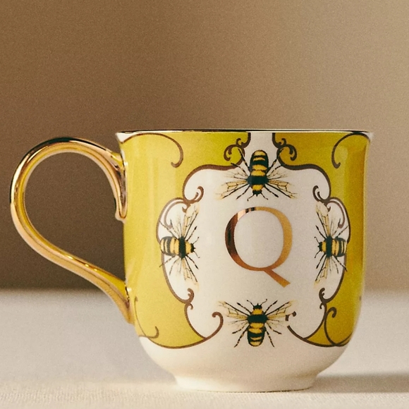 Anthropologie Other - Anthropologie Lou Rota Nature Table Monogram Mug "Q" - yellow, gold, white